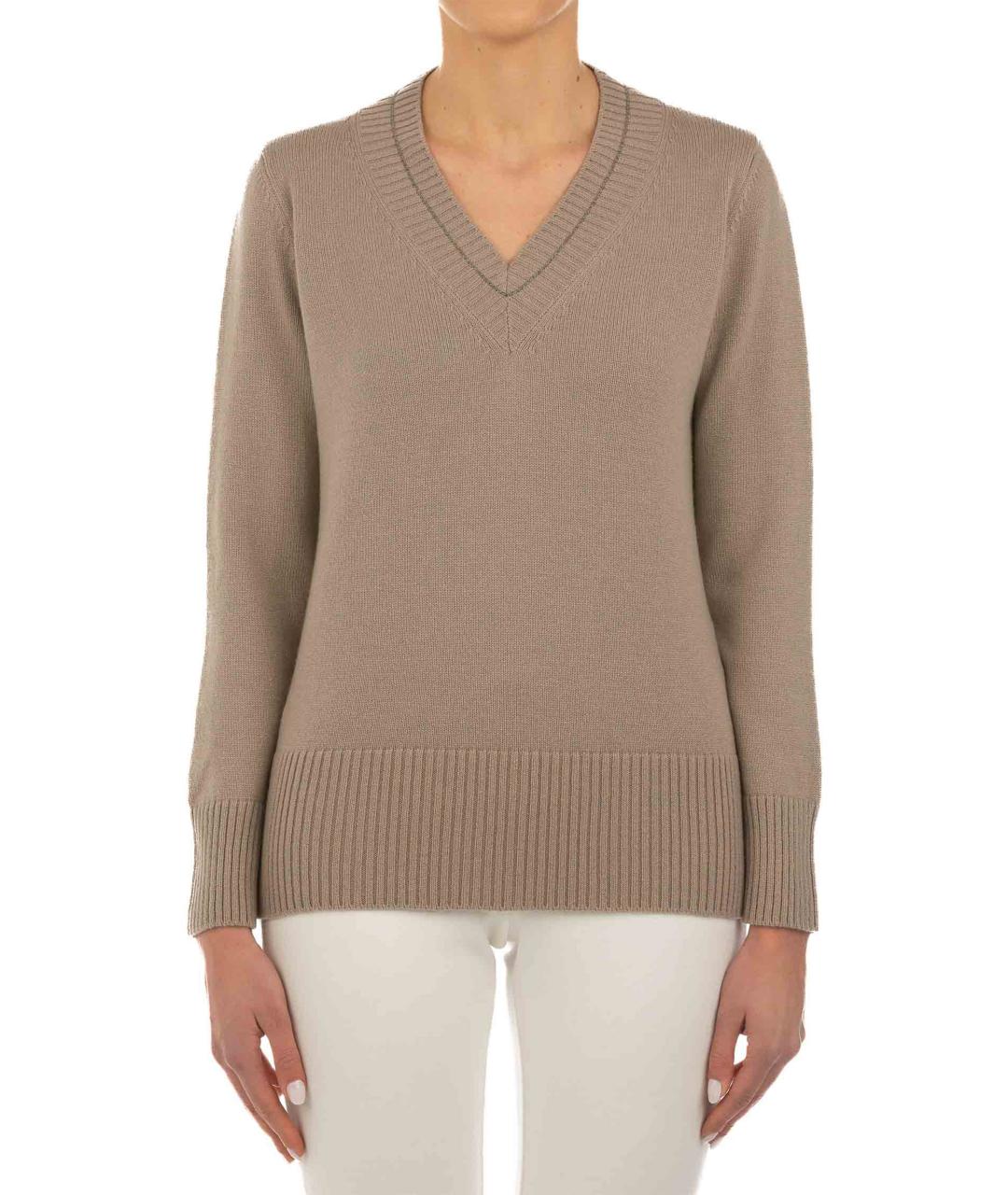 LE TRICOT PERUGIA Коричневый шерстяной джемпер / свитер, фото 5