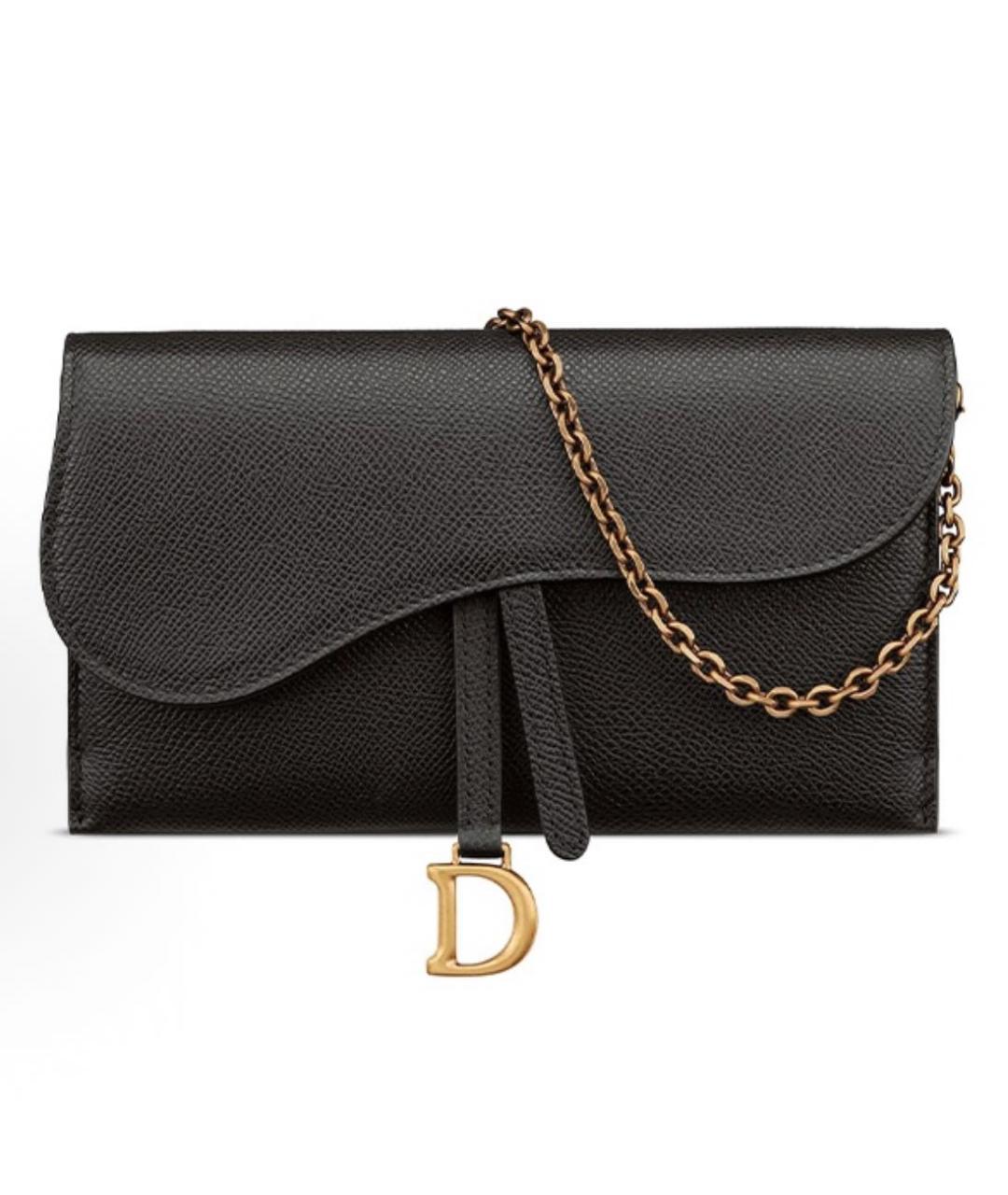 CHRISTIAN DIOR Черная кожаная сумка через плечо, фото 7