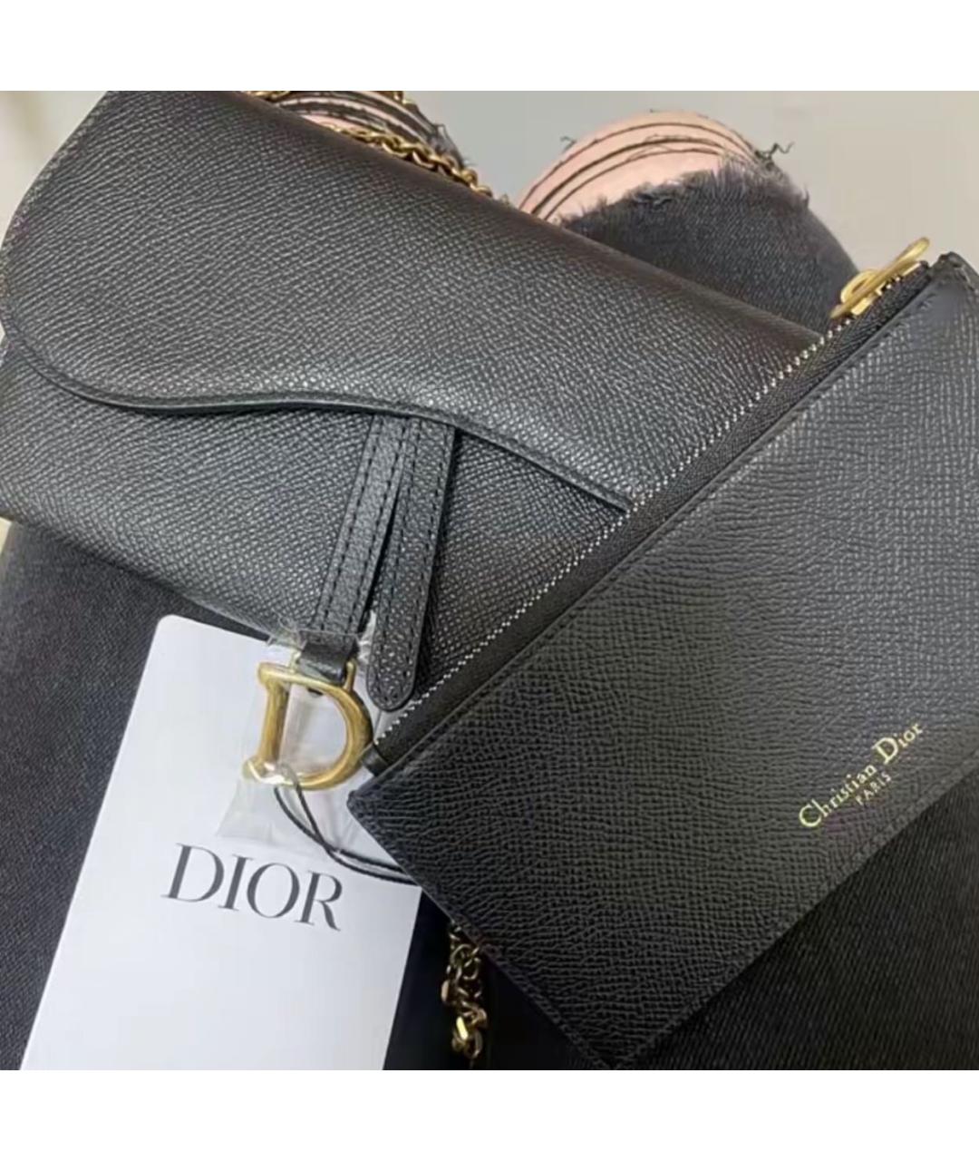 CHRISTIAN DIOR Черная кожаная сумка через плечо, фото 6