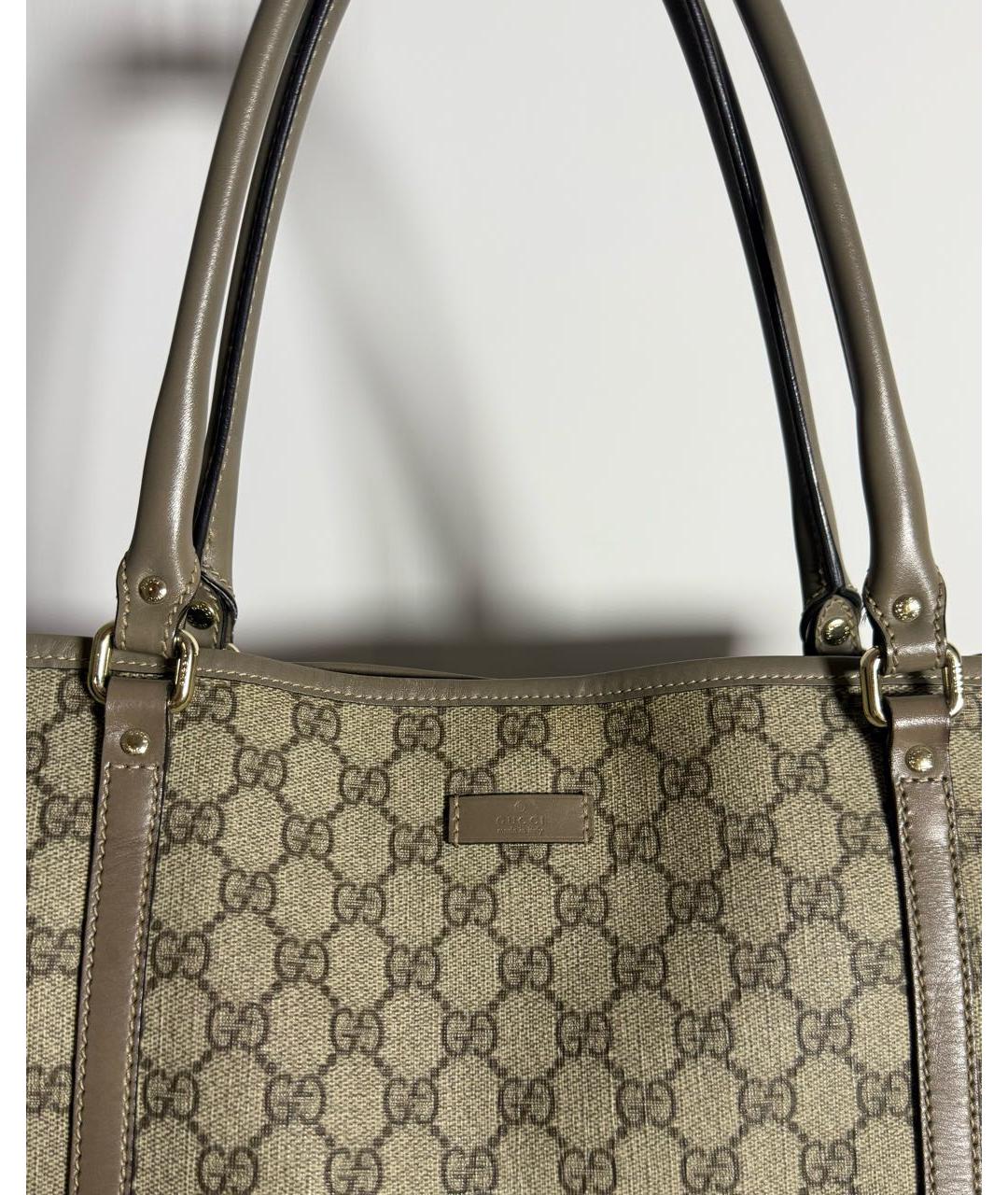 GUCCI Бежевая жаккардовая сумка тоут, фото 6