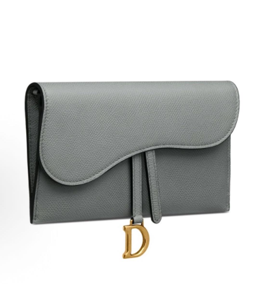 CHRISTIAN DIOR Серая кожаная сумка через плечо, фото 2