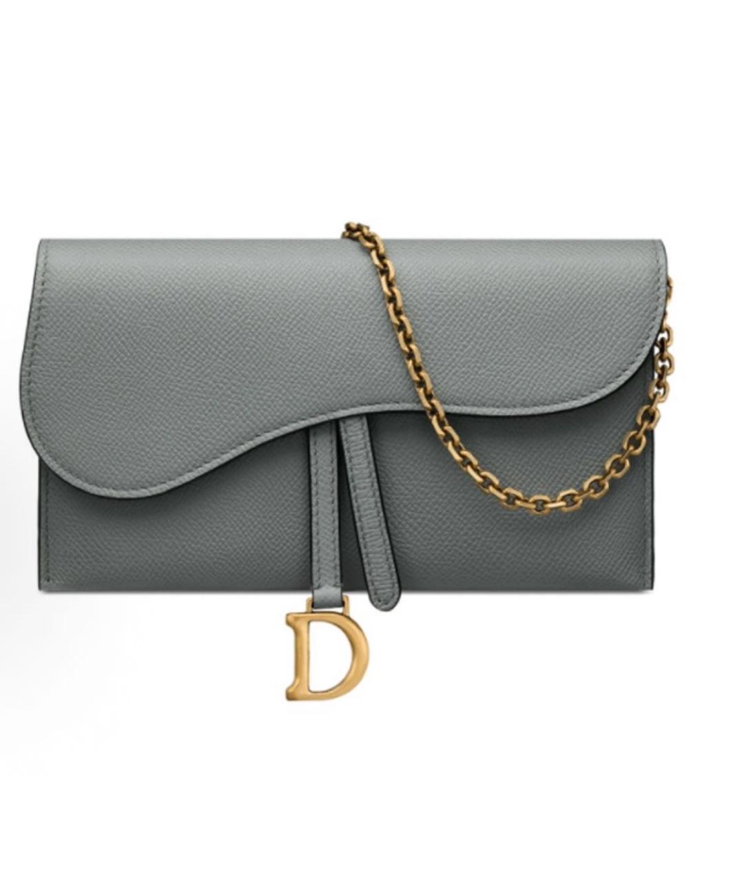 CHRISTIAN DIOR Серая кожаная сумка через плечо, фото 7