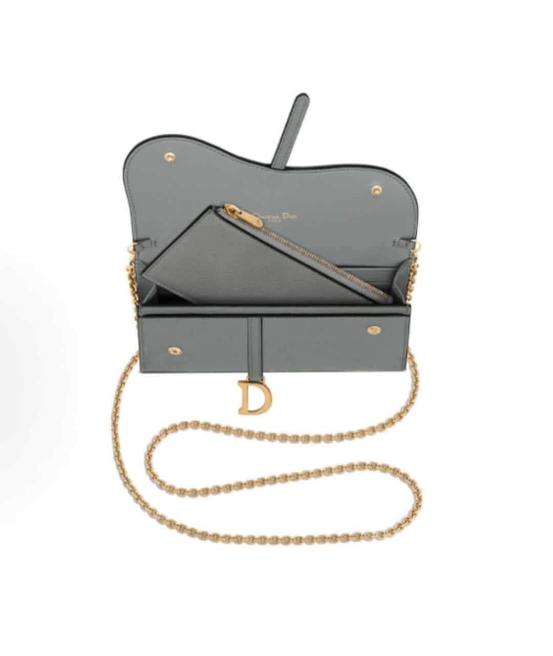 CHRISTIAN DIOR Серая кожаная сумка через плечо, фото 4
