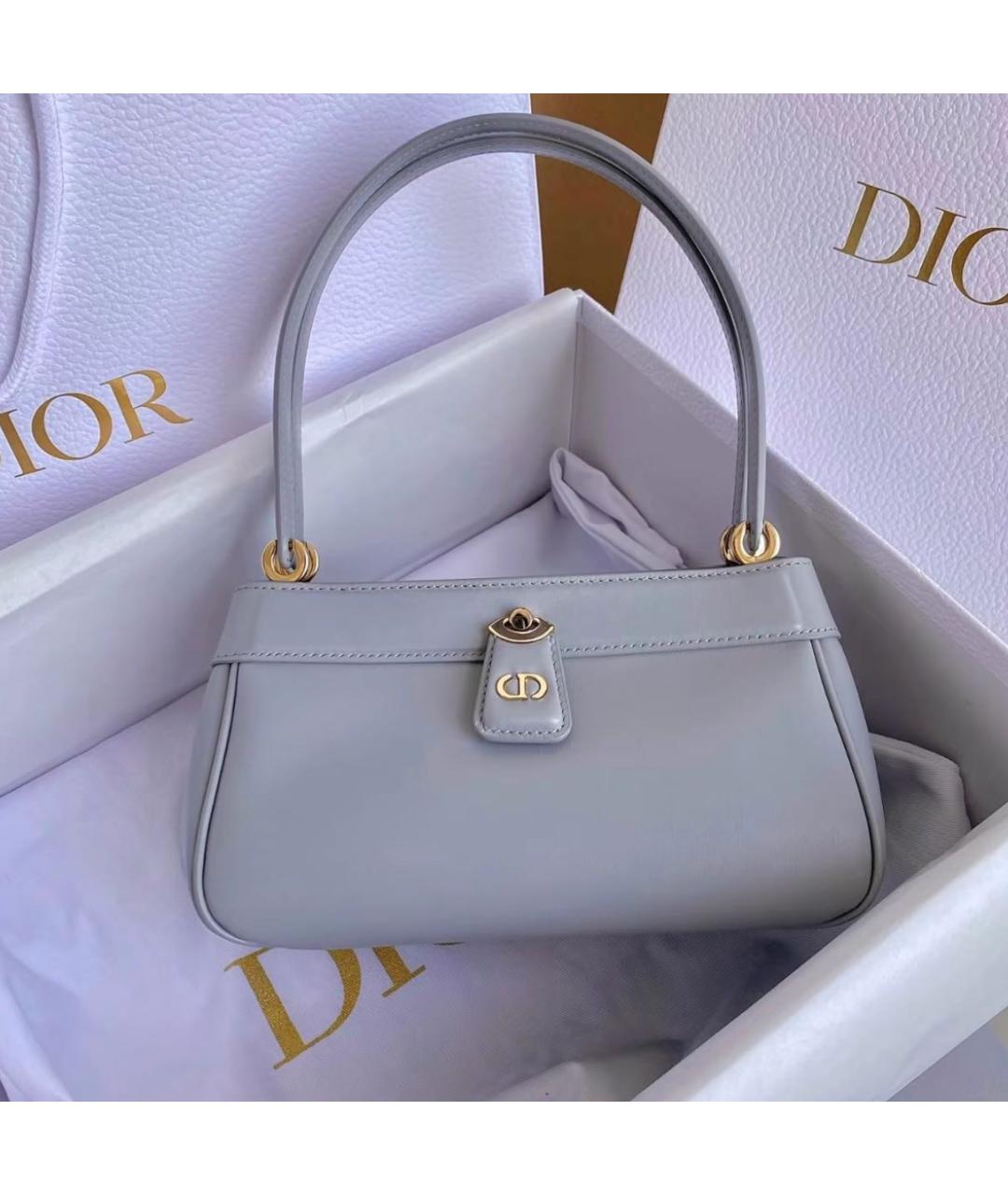 CHRISTIAN DIOR Серая кожаная сумка через плечо, фото 7