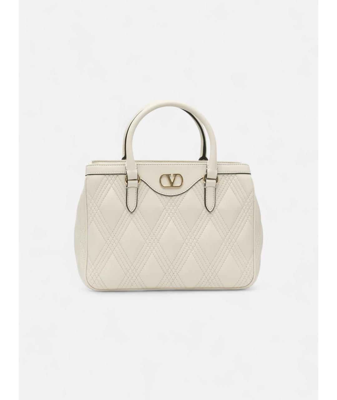 VALENTINO Белая кожаная сумка тоут, фото 4