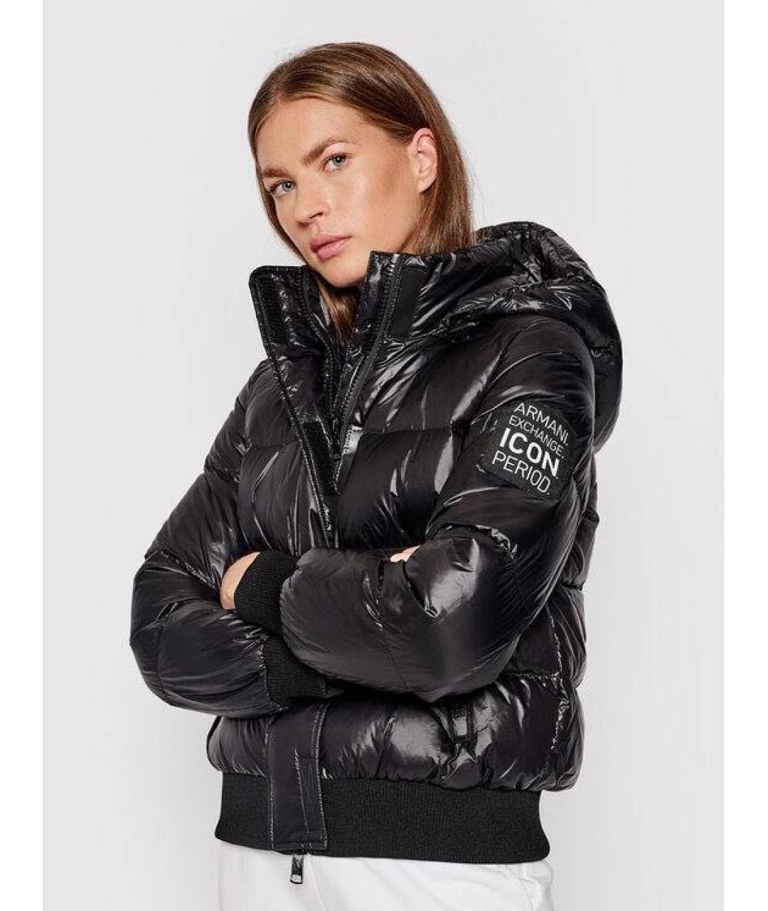 ARMANI EXCHANGE Черный полиэстеровый пуховик, фото 4