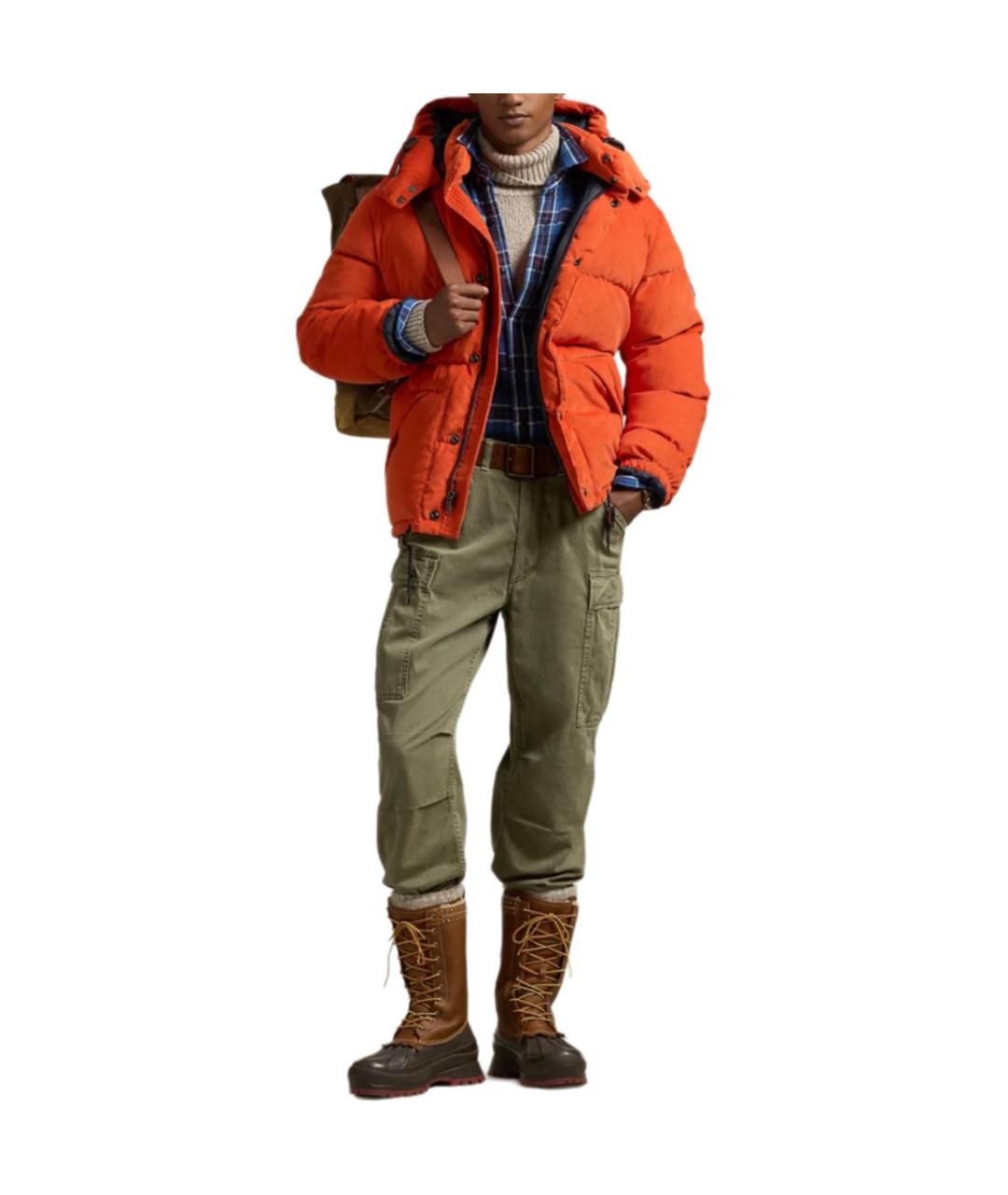 POLO RALPH LAUREN Оранжевый хлопковый пуховик, фото 2