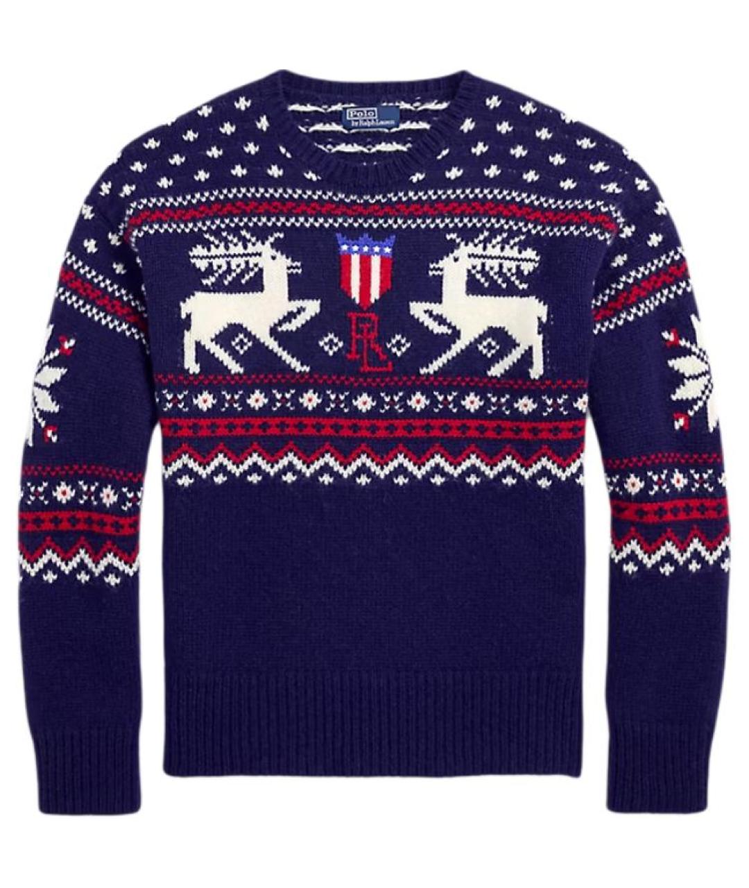 POLO RALPH LAUREN Темно-синий шерстяной джемпер / свитер, фото 1