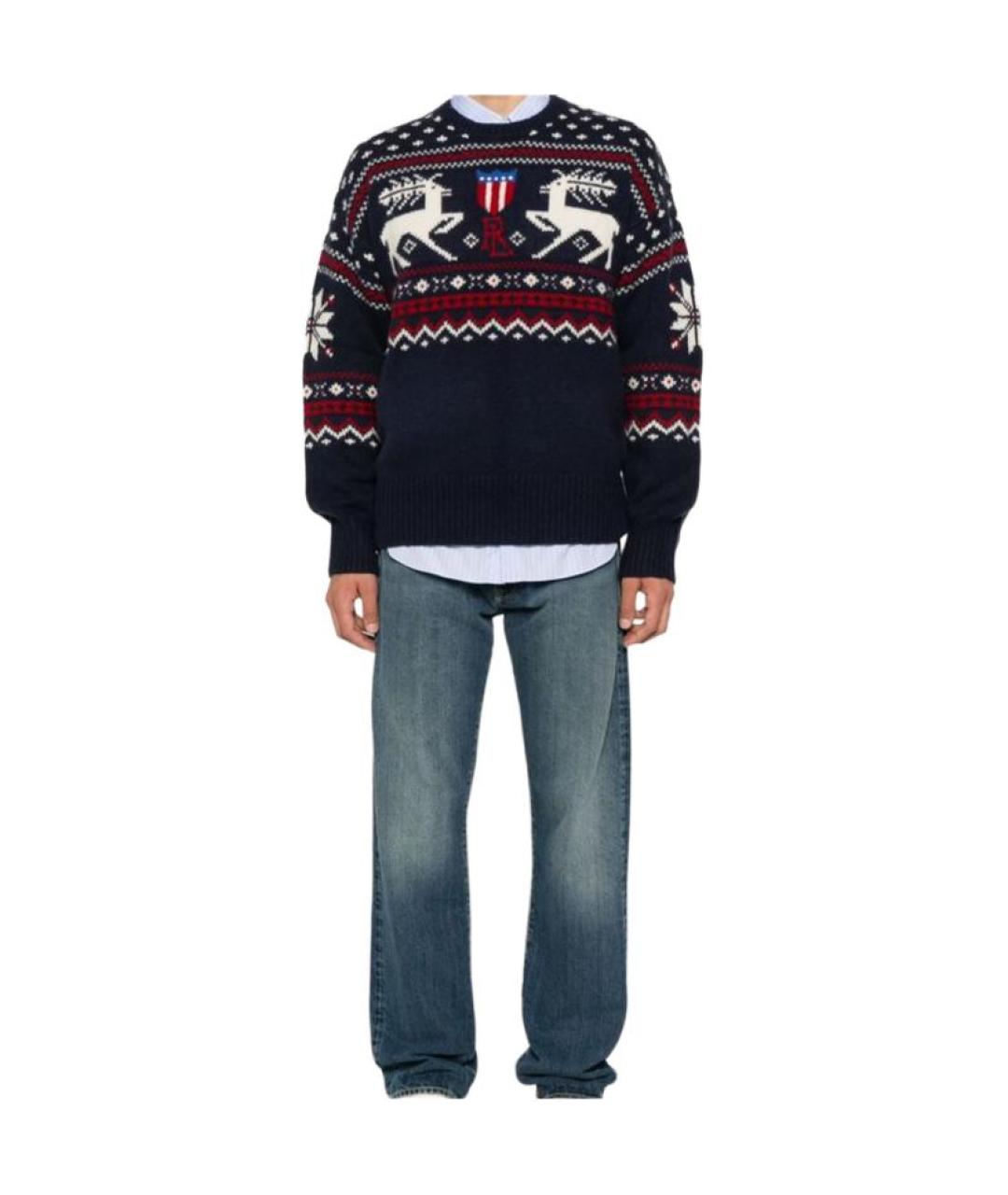 POLO RALPH LAUREN Темно-синий шерстяной джемпер / свитер, фото 2