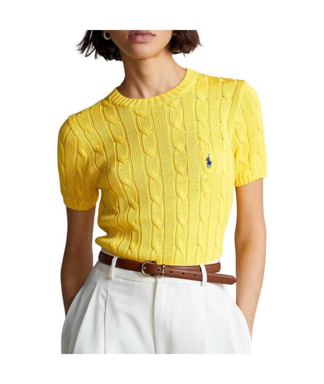 POLO RALPH LAUREN Желтый хлопковый джемпер / свитер, фото 3