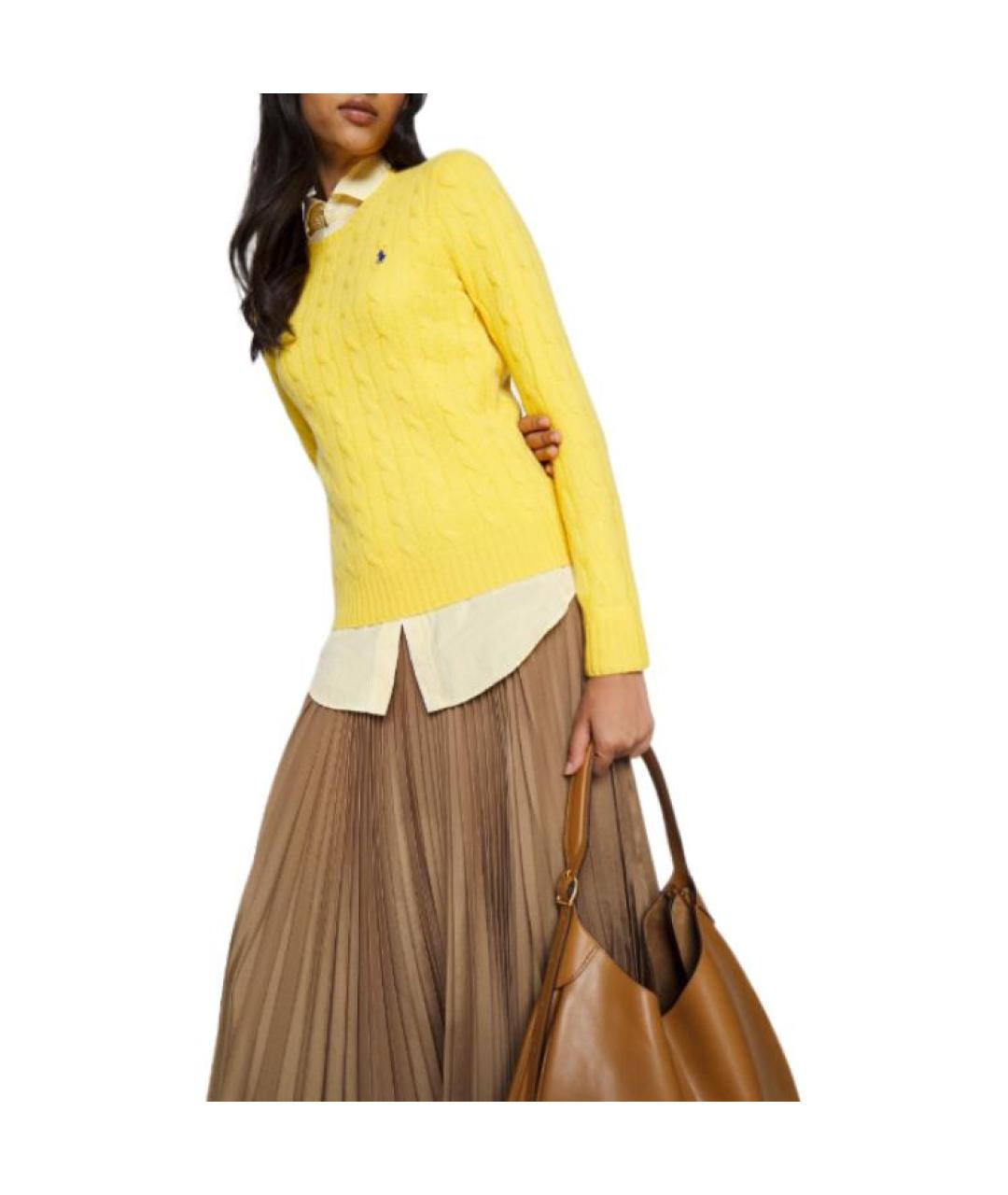 POLO RALPH LAUREN Желтый хлопковый джемпер / свитер, фото 3