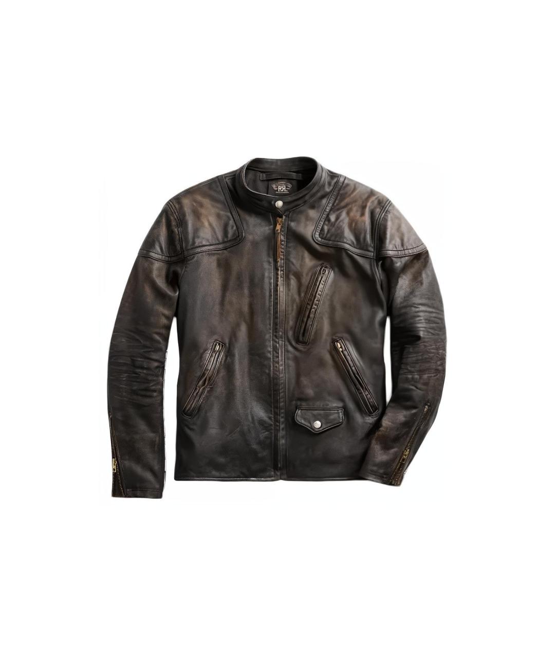 POLO RALPH LAUREN Черная кожаная куртка, фото 1