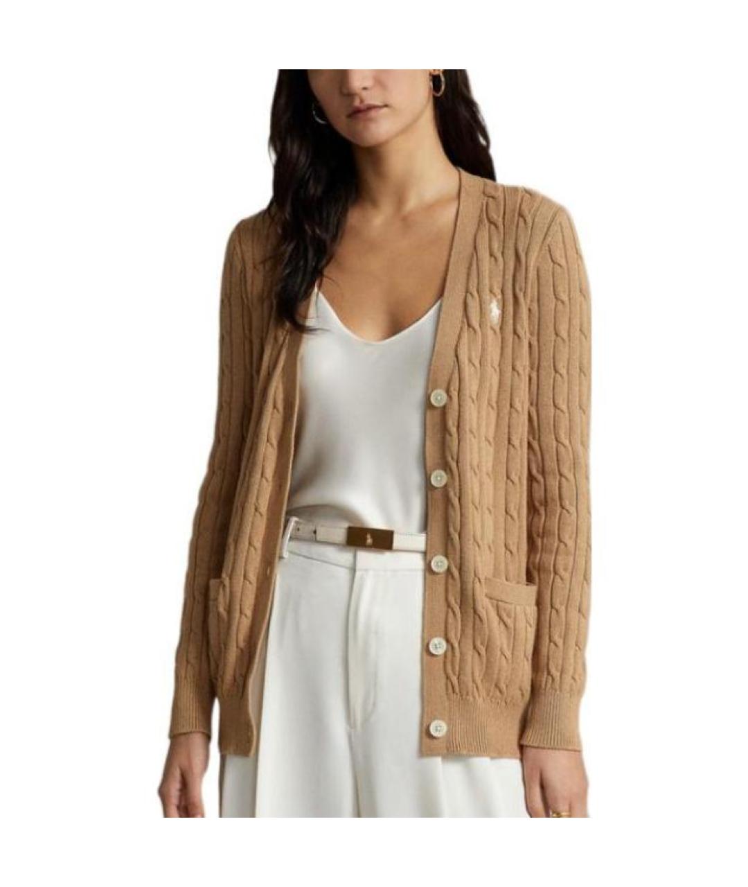 POLO RALPH LAUREN Коричневый хлопковый кардиган, фото 3