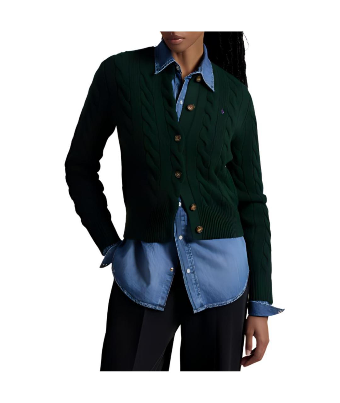 POLO RALPH LAUREN Зеленый хлопковый кардиган, фото 3