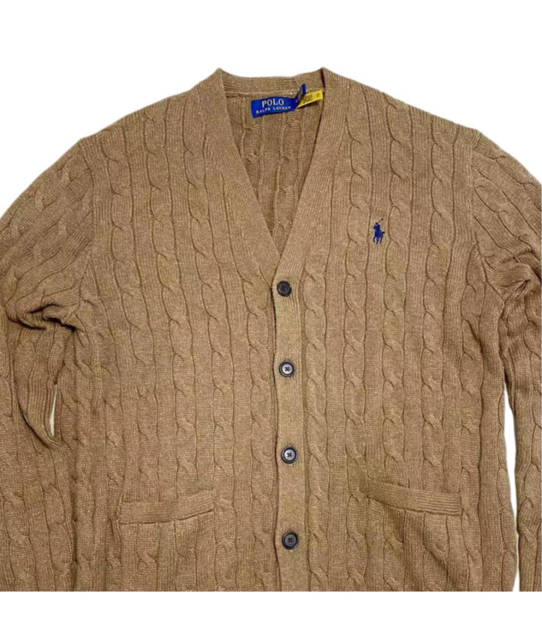 POLO RALPH LAUREN Коричневый хлопковый кардиган, фото 3