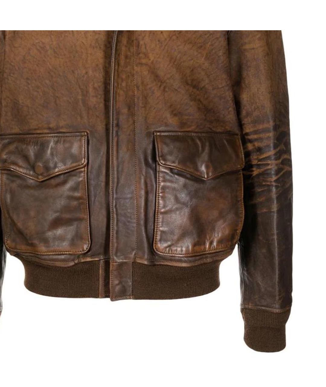 POLO RALPH LAUREN Коричневая кожаная куртка, фото 6