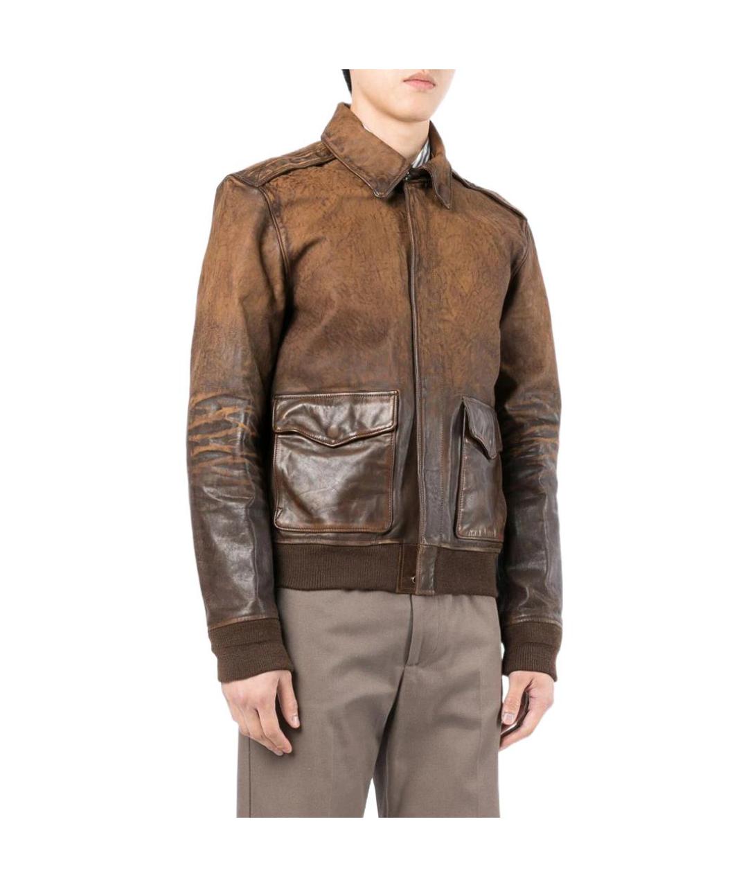 POLO RALPH LAUREN Коричневая кожаная куртка, фото 3