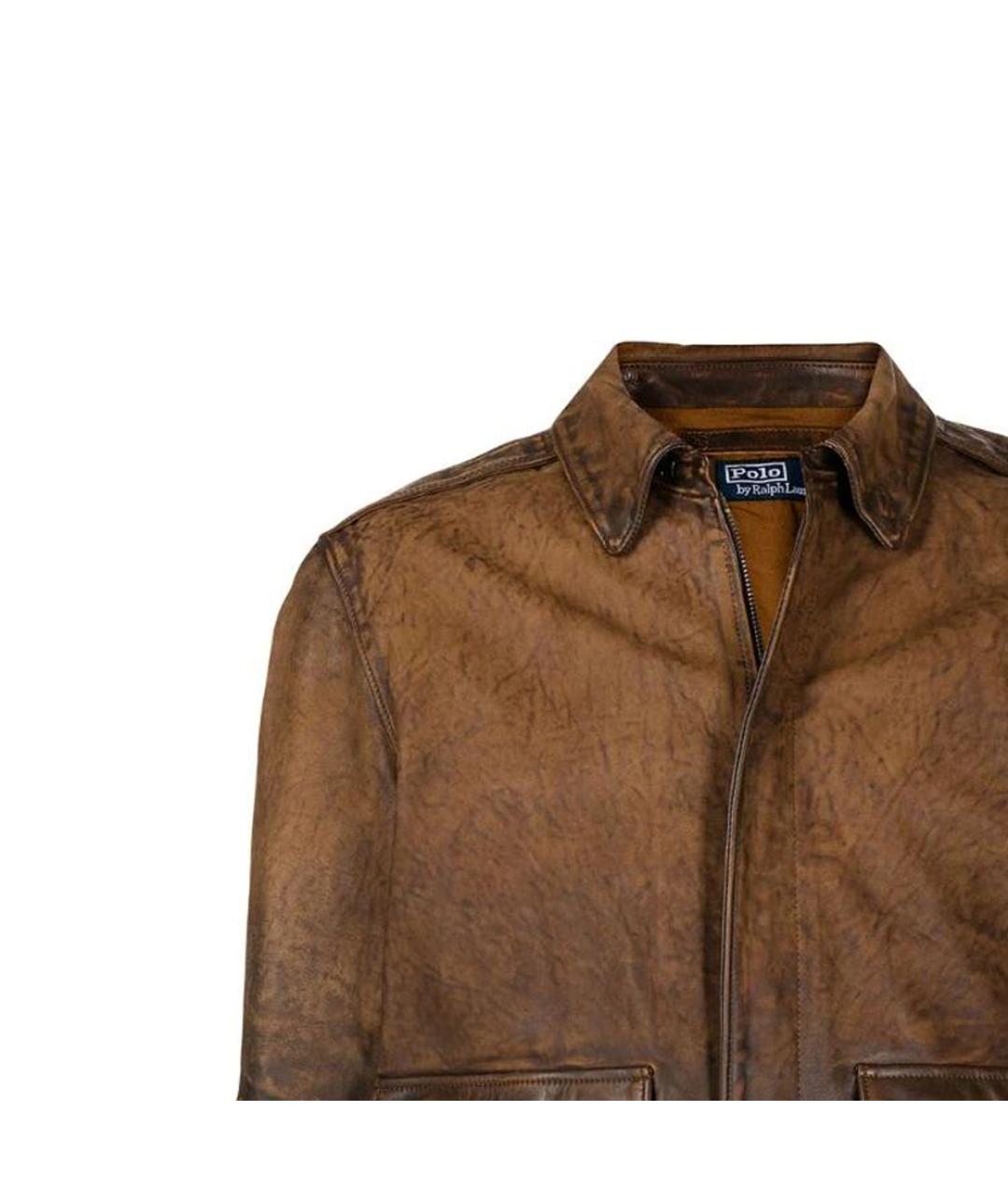 POLO RALPH LAUREN Коричневая кожаная куртка, фото 5