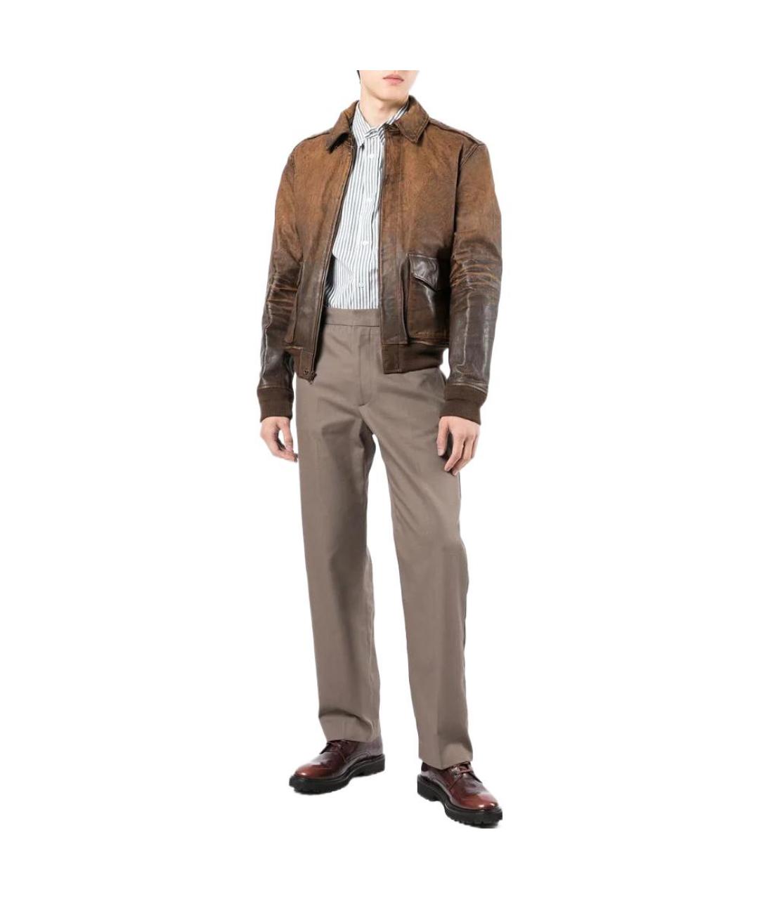 POLO RALPH LAUREN Коричневая кожаная куртка, фото 2