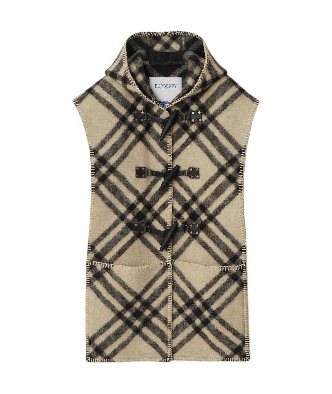 BURBERRY Хаки шерстяной жилет, фото 1