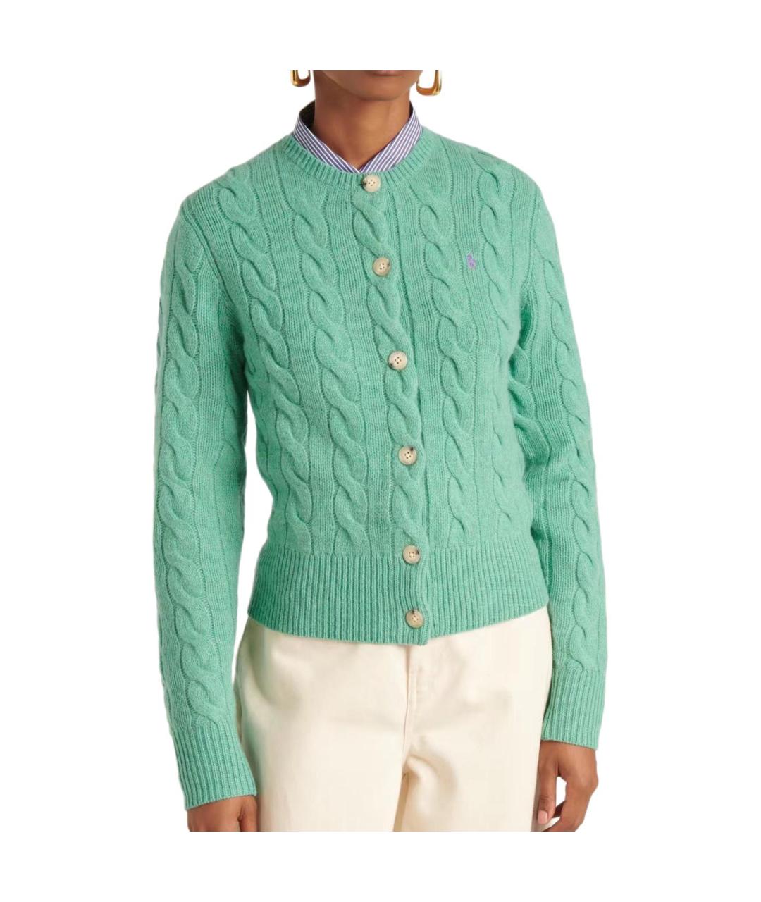 POLO RALPH LAUREN Зеленый шерстяной кардиган, фото 4