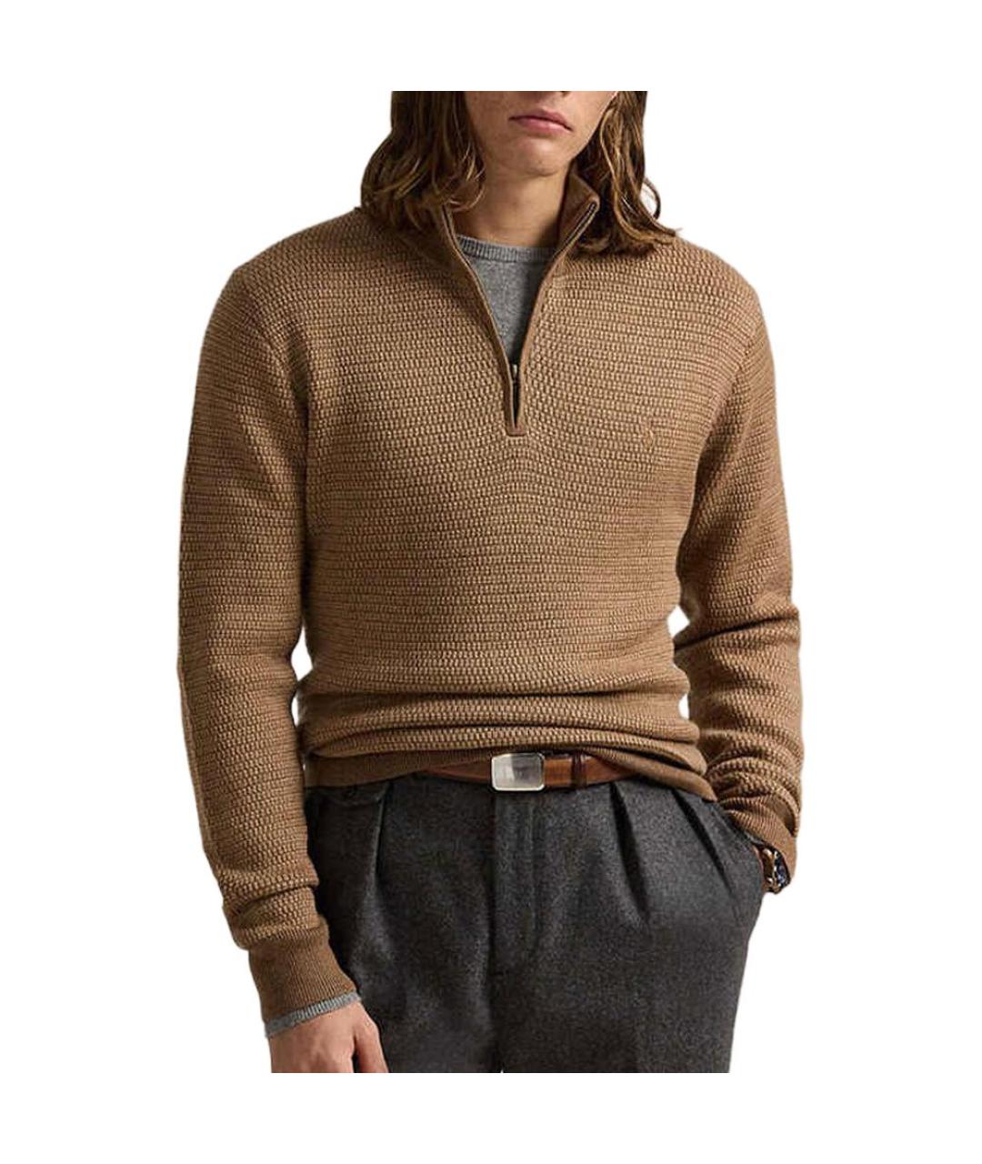 POLO RALPH LAUREN Бежевый шерстяной джемпер / свитер, фото 3