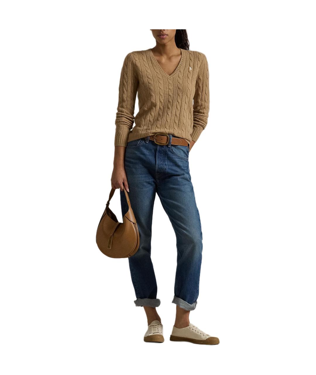 POLO RALPH LAUREN Бежевый шерстяной джемпер / свитер, фото 2