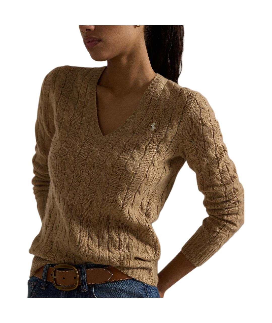 POLO RALPH LAUREN Бежевый шерстяной джемпер / свитер, фото 5