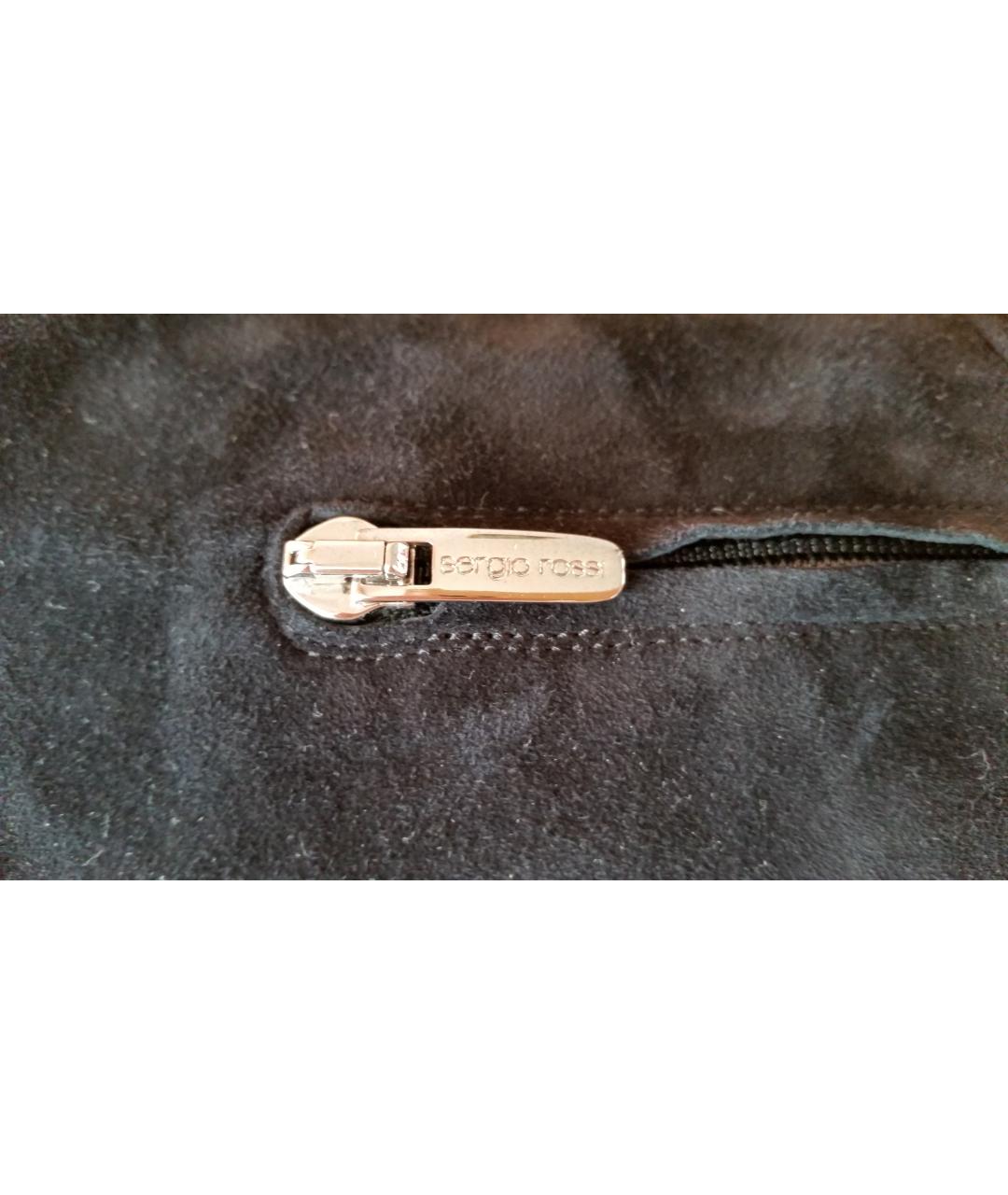 SERGIO ROSSI Черные замшевые ботфорты, фото 7