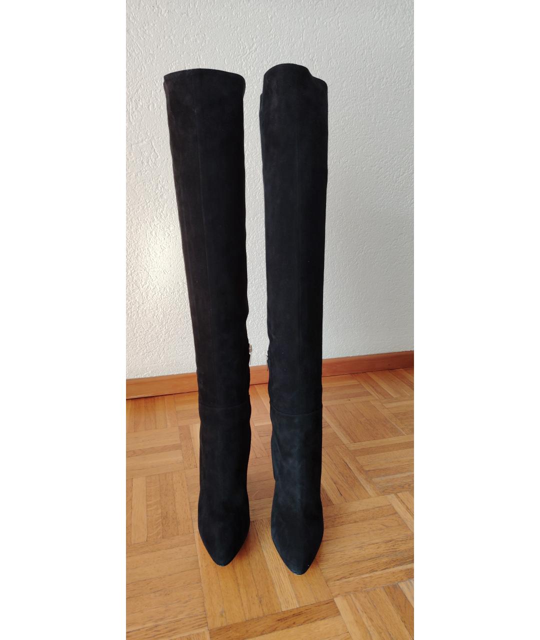 SERGIO ROSSI Черные замшевые ботфорты, фото 3