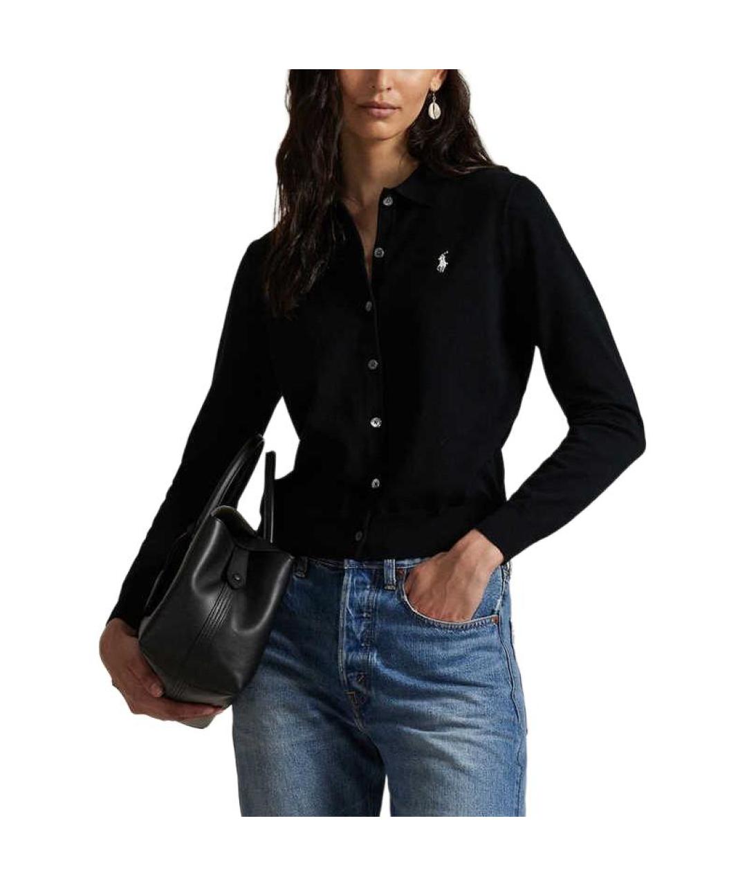 POLO RALPH LAUREN Черный хлопковый кардиган, фото 2