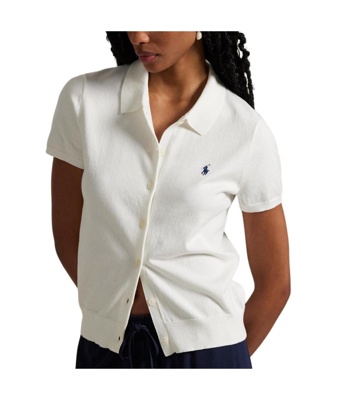 POLO RALPH LAUREN Белый хлопковый кардиган, фото 2