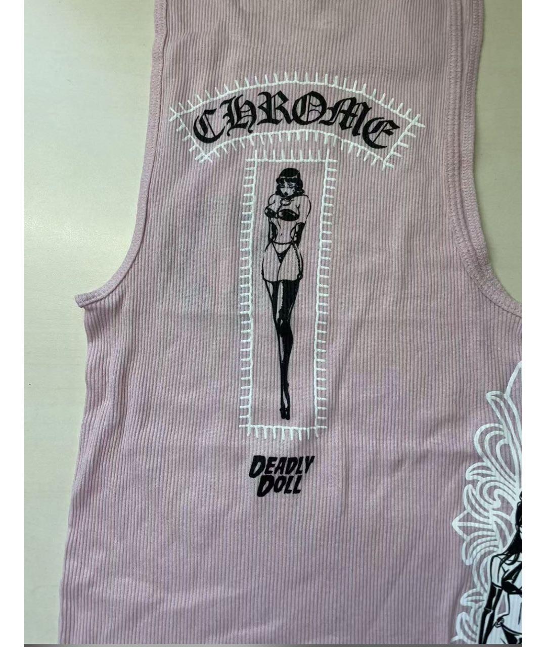 CHROME HEARTS Розовая хлопковая майка, фото 4