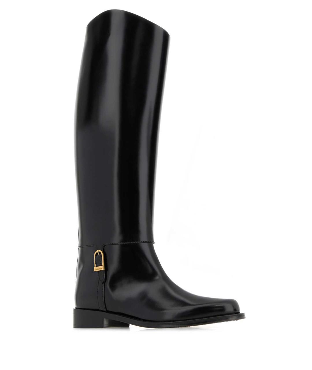 SAINT LAURENT Черные кожаные сапоги, фото 2