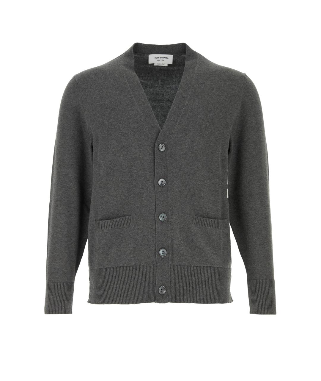 THOM BROWNE Серый кашемировый кардиган, фото 1