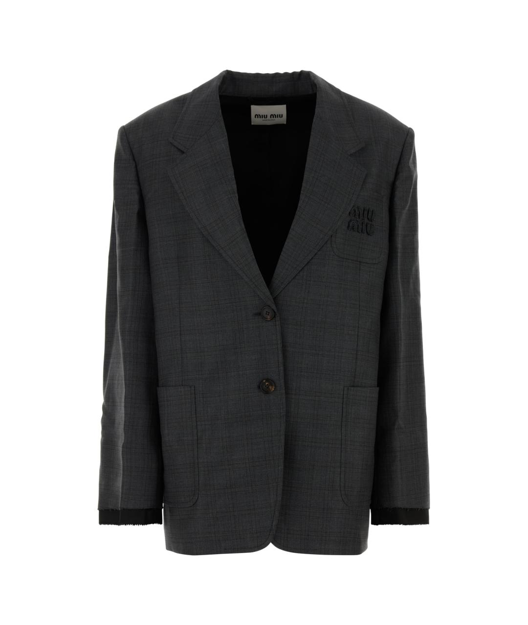 MIU MIU Серый шерстяной жакет/пиджак, фото 1
