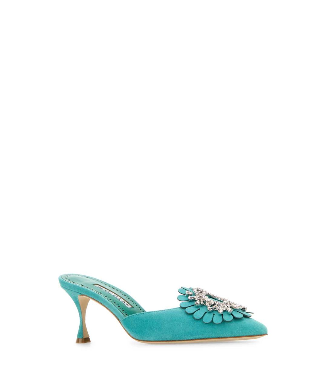 MANOLO BLAHNIK Голубые замшевые мюли, фото 2