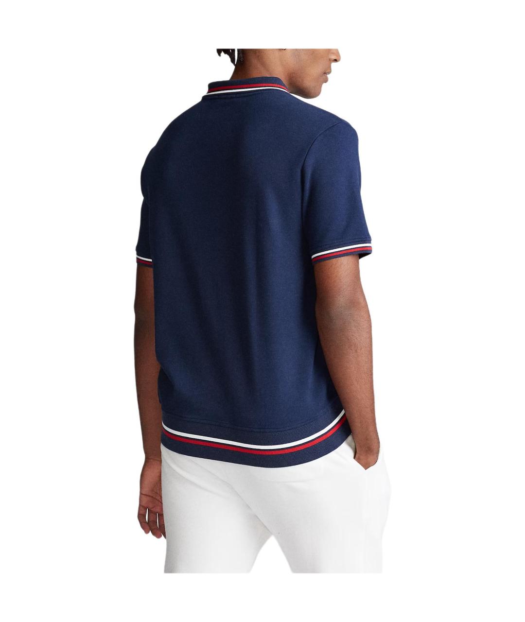 POLO RALPH LAUREN Темно-синее хлопковое поло с коротким рукавом, фото 4