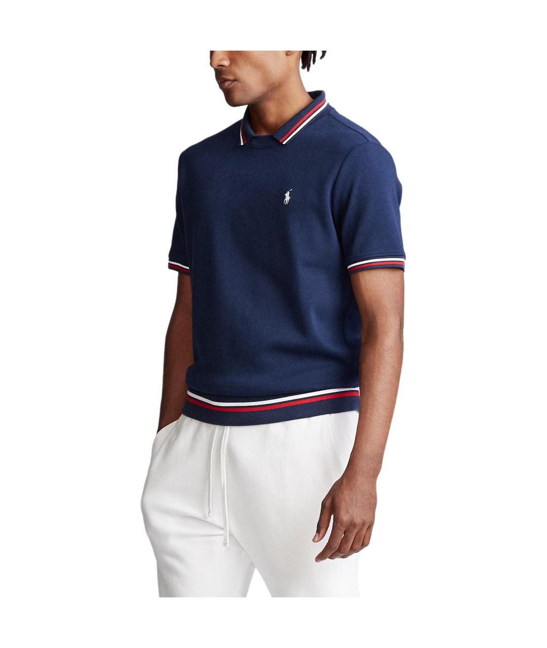 POLO RALPH LAUREN Темно-синее хлопковое поло с коротким рукавом, фото 5