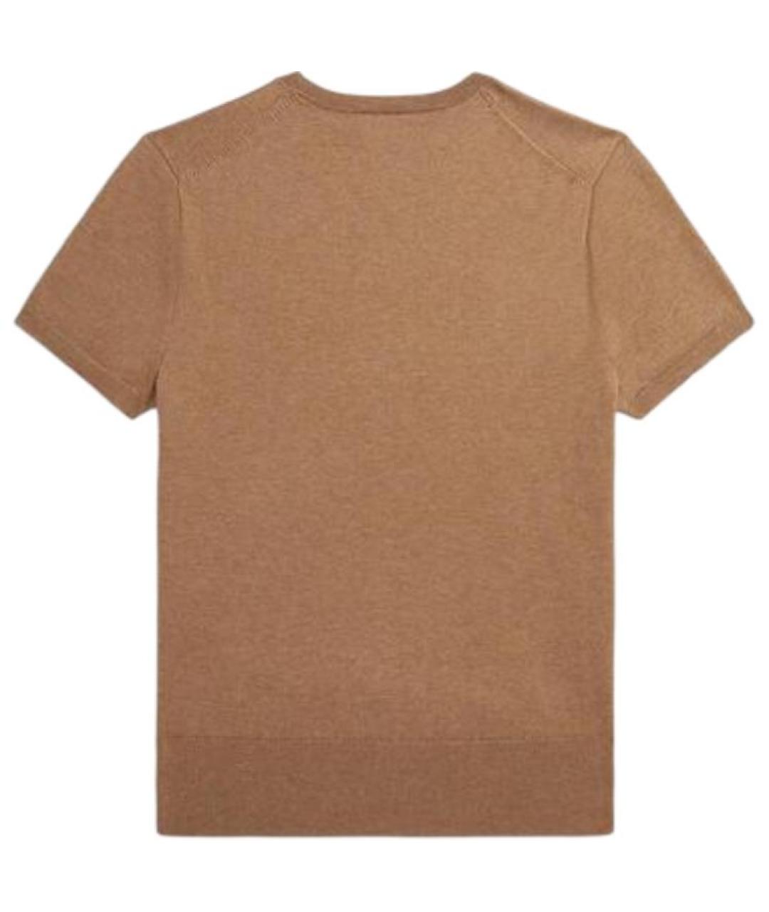 POLO RALPH LAUREN Коричневая хлопковая футболка, фото 2