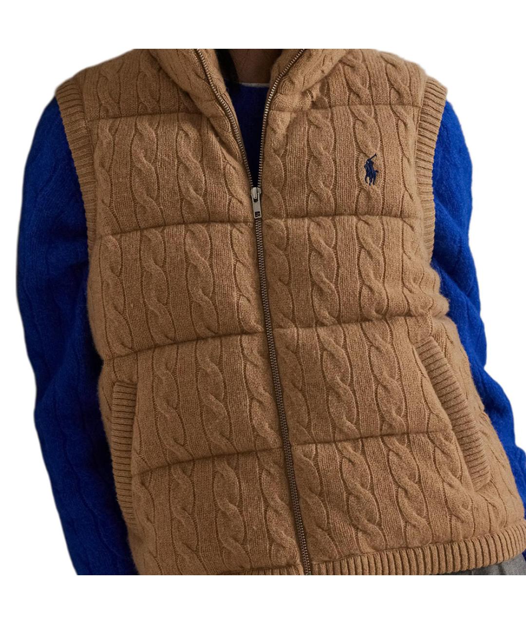 POLO RALPH LAUREN Коричневый шерстяной жилет, фото 2