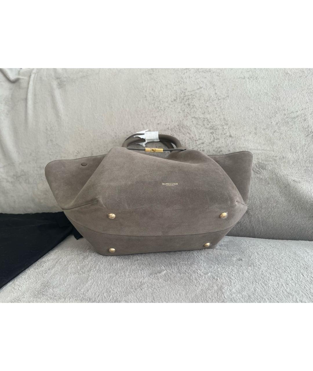 DEMELLIER Антрацитовая замшевая сумка с короткими ручками, фото 5