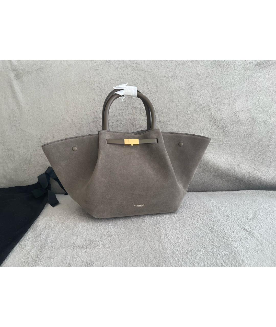 DEMELLIER Антрацитовая замшевая сумка с короткими ручками, фото 4