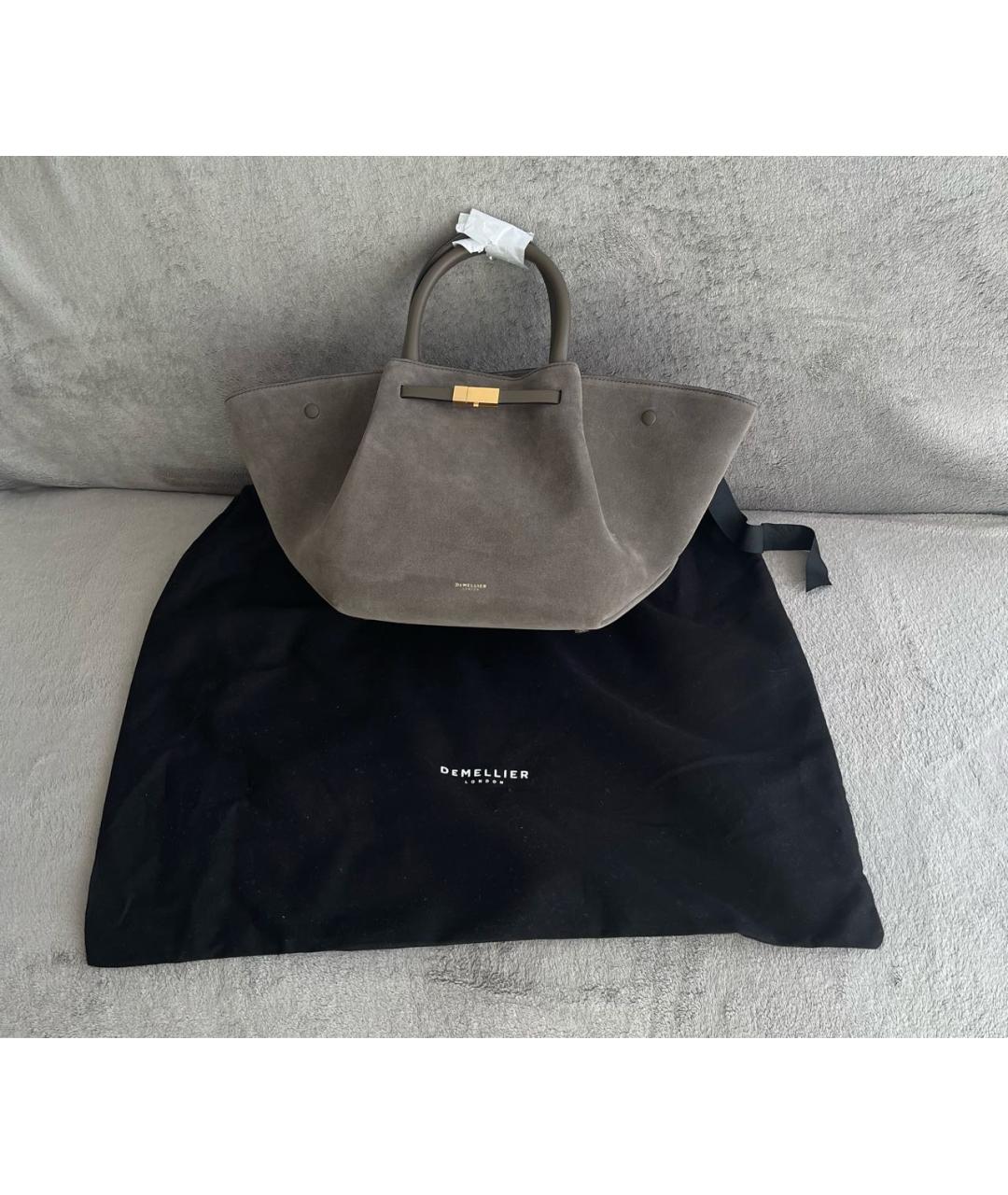 DEMELLIER Антрацитовая замшевая сумка с короткими ручками, фото 8