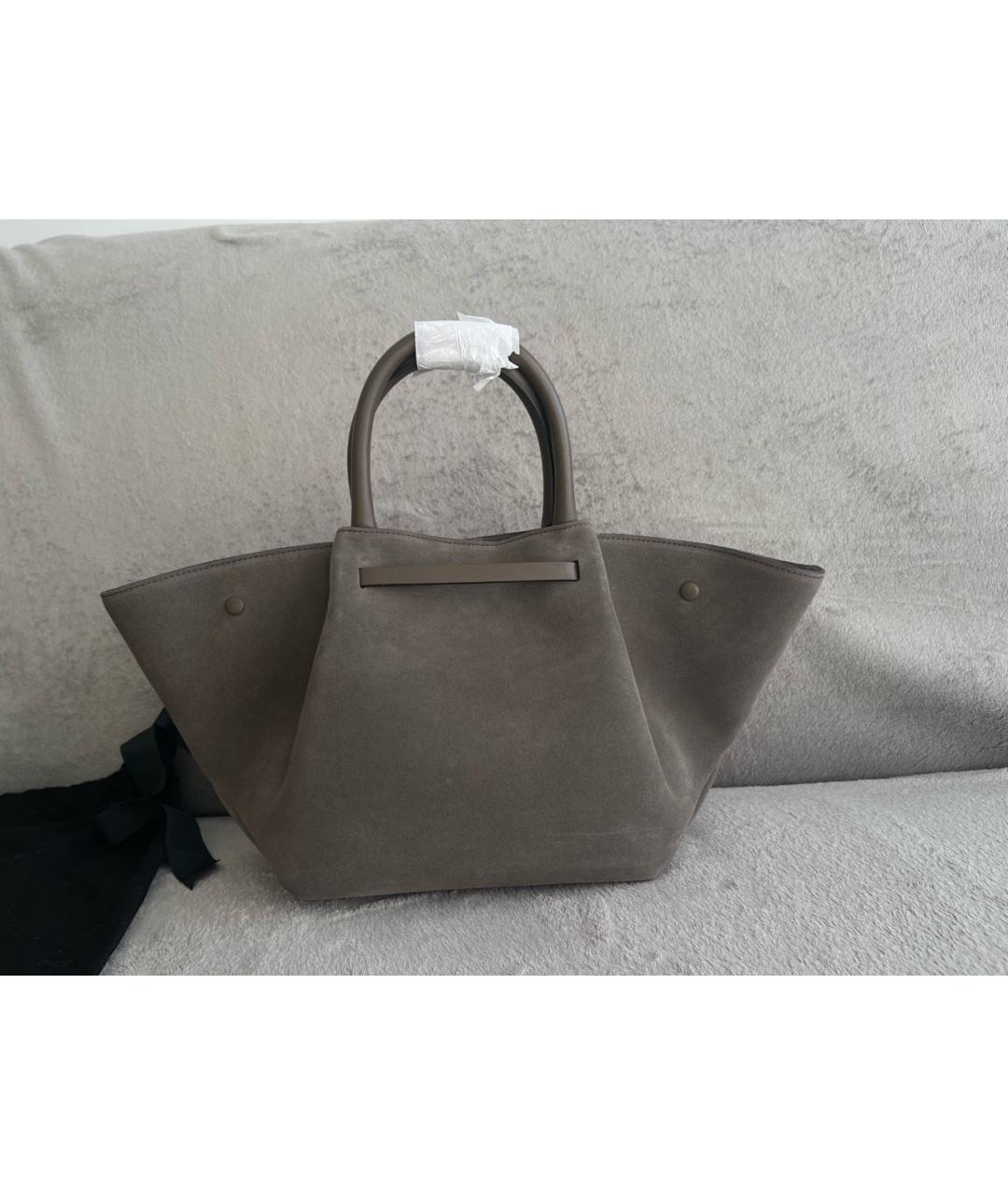 DEMELLIER Антрацитовая замшевая сумка с короткими ручками, фото 6