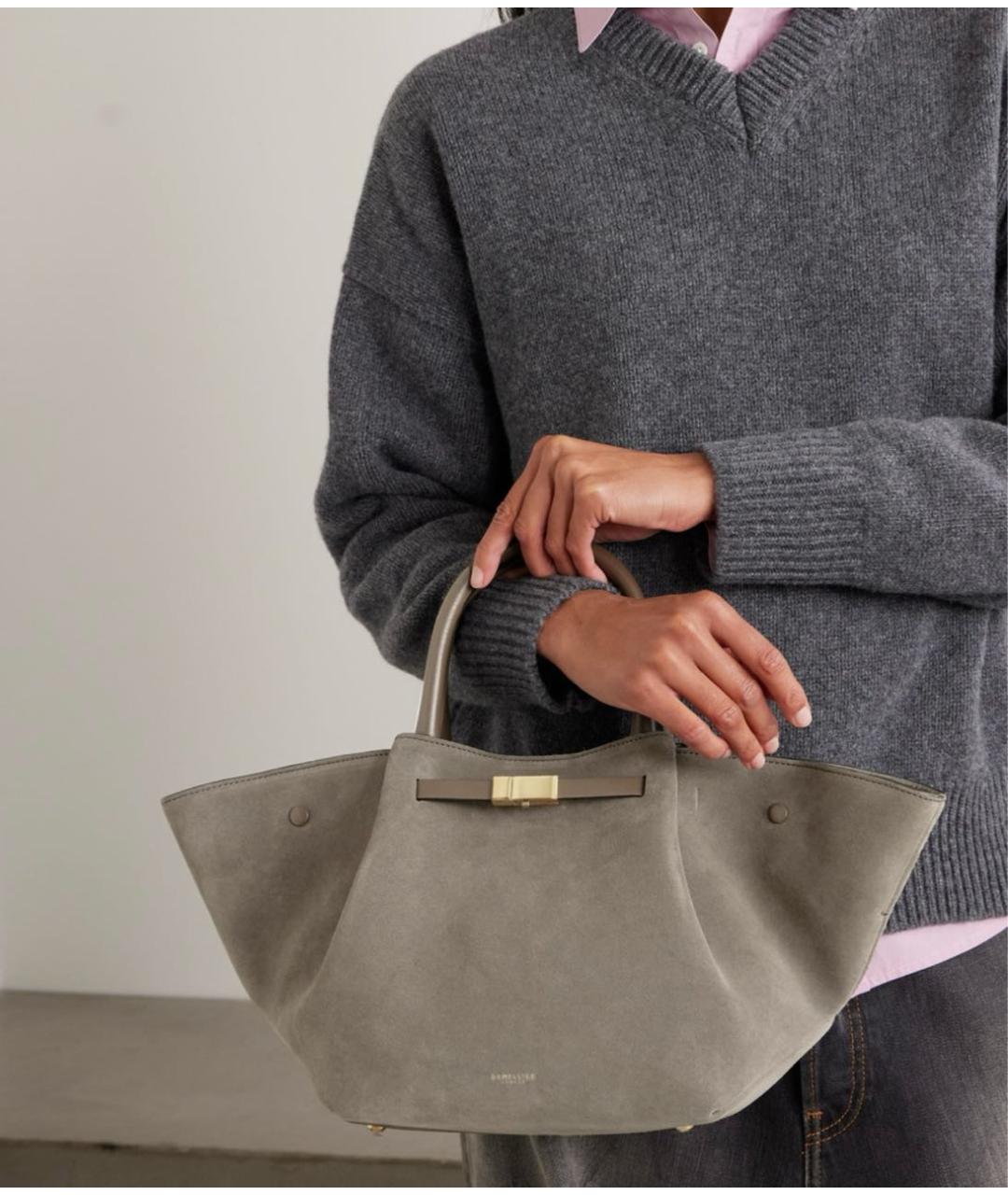 DEMELLIER Антрацитовая замшевая сумка с короткими ручками, фото 3