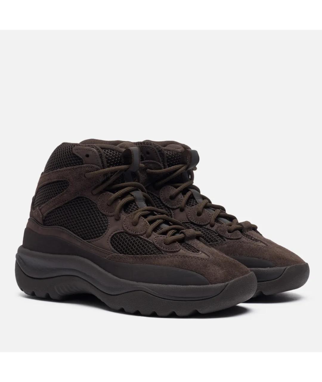 ADIDAS YEEZY Коричневые замшевые кроссовки, фото 2