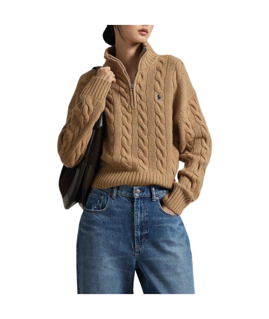 POLO RALPH LAUREN Коричневый хлопковый джемпер / свитер, фото 3