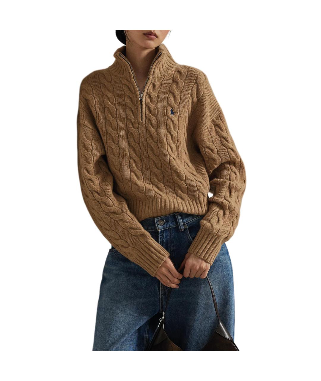 POLO RALPH LAUREN Коричневый хлопковый джемпер / свитер, фото 4