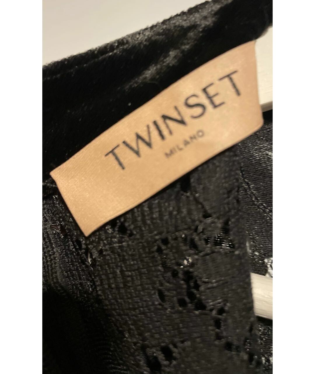 TWIN-SET Черное бархатное коктейльное платье, фото 4